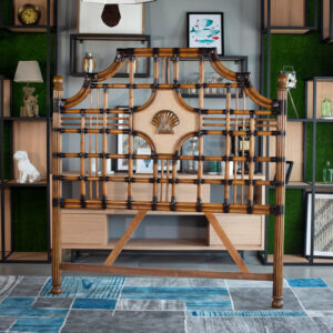 Royal Palm Headboard Queen Antique Brown